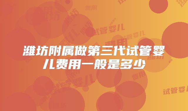 潍坊附属做第三代试管婴儿费用一般是多少