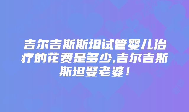 吉尔吉斯斯坦试管婴儿治疗的花费是多少,吉尔吉斯斯坦娶老婆！