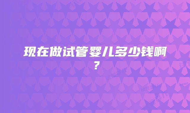 现在做试管婴儿多少钱啊？