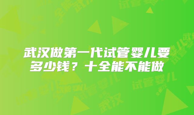 武汉做第一代试管婴儿要多少钱？十全能不能做