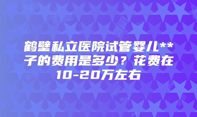 鹤壁私立医院试管婴儿**子的费用是多少？花费在10-20万左右