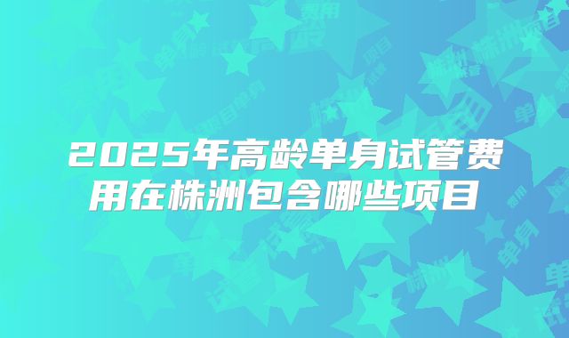 2025年高龄单身试管费用在株洲包含哪些项目