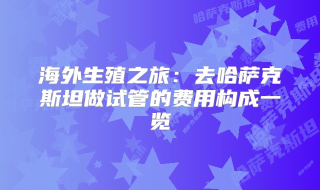 海外生殖之旅：去哈萨克斯坦做试管的费用构成一览
