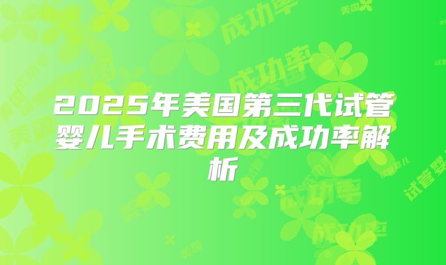 2025年美国第三代试管婴儿手术费用及成功率解析