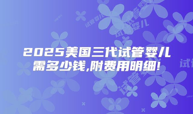 2025美国三代试管婴儿需多少钱,附费用明细!