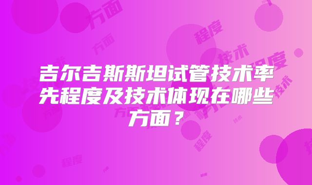 吉尔吉斯斯坦试管技术率先程度及技术体现在哪些方面？