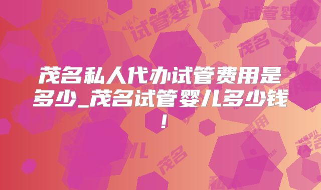 茂名私人代办试管费用是多少_茂名试管婴儿多少钱！