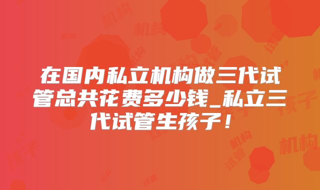 在国内私立机构做三代试管总共花费多少钱_私立三代试管生孩子！