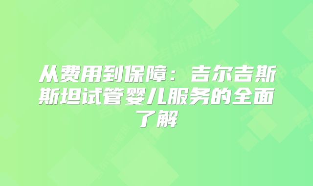 从费用到保障：吉尔吉斯斯坦试管婴儿服务的全面了解