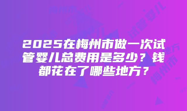 2025在梅州市做一次试管婴儿总费用是多少？钱都花在了哪些地方？