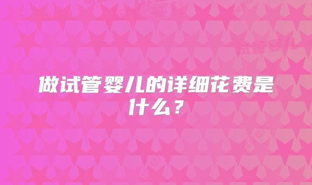 做试管婴儿的详细花费是什么？