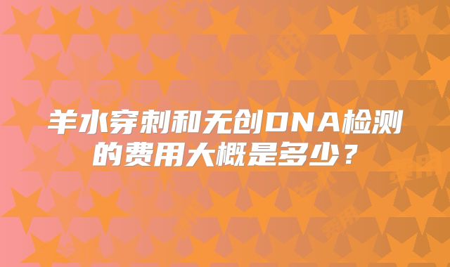羊水穿刺和无创DNA检测的费用大概是多少？