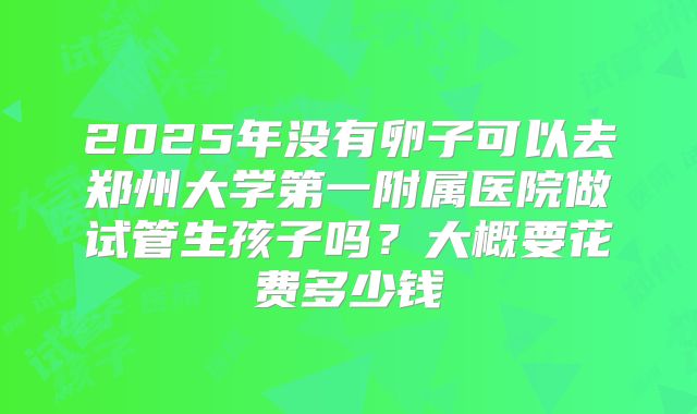2025年没有卵子可以去郑州大学第一附属医院做试管生孩子吗？大概要花费多少钱