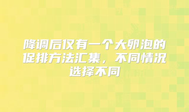 降调后仅有一个大卵泡的促排方法汇集,不同情况选择不同