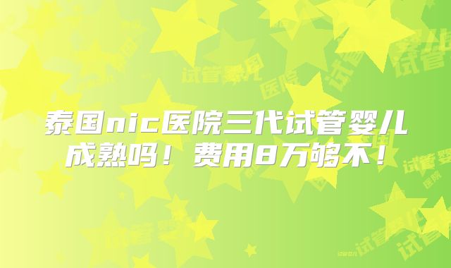 泰国nic医院三代试管婴儿成熟吗!费用8万够不!