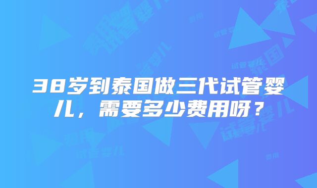 38岁到泰国做三代试管婴儿，需要多少费用呀？