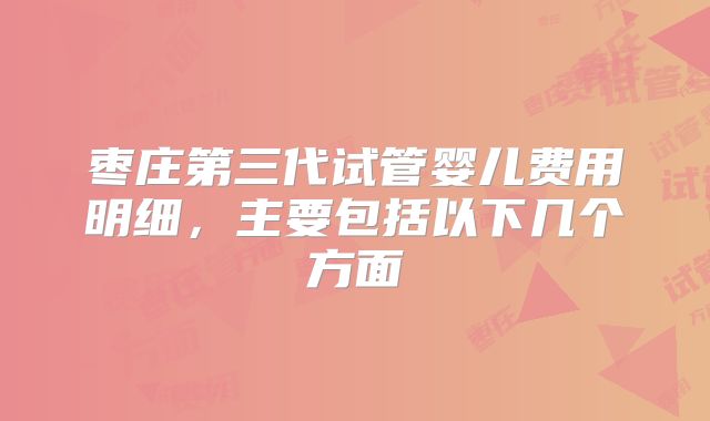 枣庄第三代试管婴儿费用明细，主要包括以下几个方面