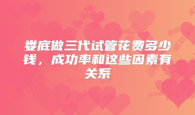 娄底做三代试管花费多少钱，成功率和这些因素有关系
