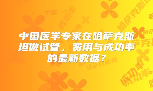 中国医学专家在哈萨克斯坦做试管，费用与成功率的最新数据？