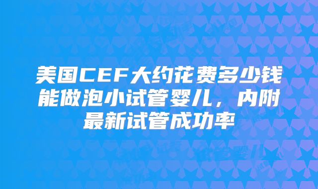 美国CEF大约花费多少钱能做泡小试管婴儿，内附最新试管成功率