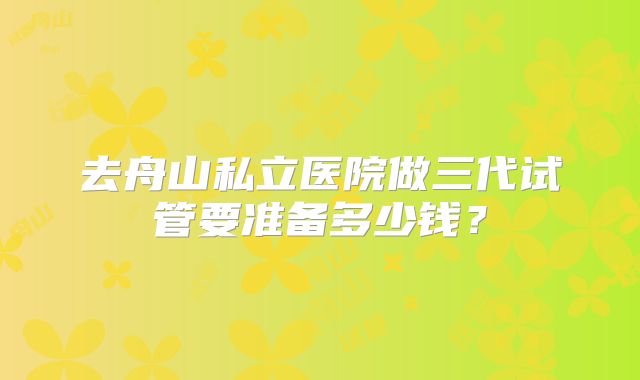 去舟山私立医院做三代试管要准备多少钱？