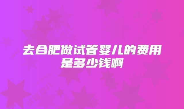 去合肥做试管婴儿的费用是多少钱啊