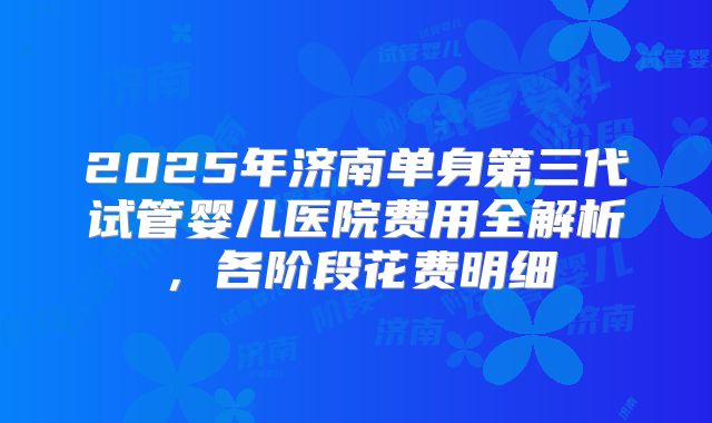 2025年济南单身第三代试管婴儿医院费用全解析，各阶段花费明细