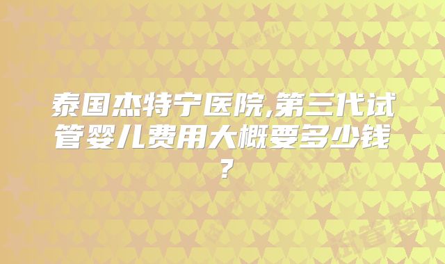 泰国杰特宁医院,第三代试管婴儿费用大概要多少钱？