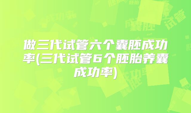 做三代试管六个囊胚成功率(三代试管6个胚胎养囊成功率)