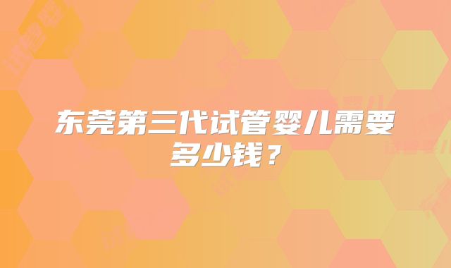 东莞第三代试管婴儿需要多少钱？