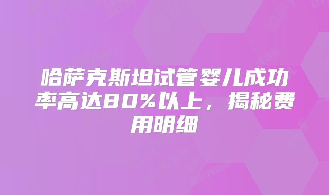 哈萨克斯坦试管婴儿成功率高达80%以上，揭秘费用明细