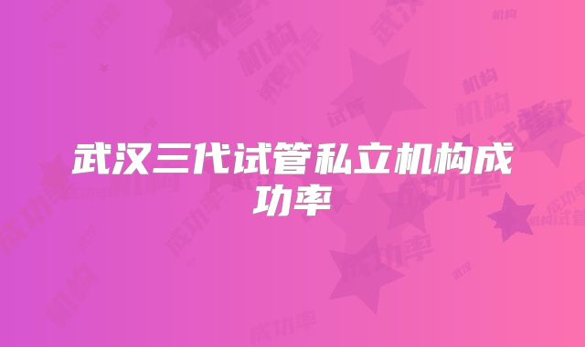 武汉三代试管私立机构成功率
