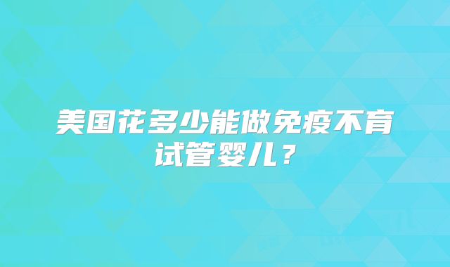 美国花多少能做免疫不育试管婴儿？
