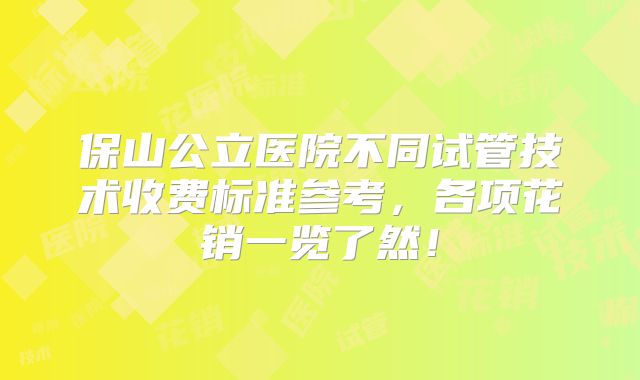 保山公立医院不同试管技术收费标准参考，各项花销一览了然！