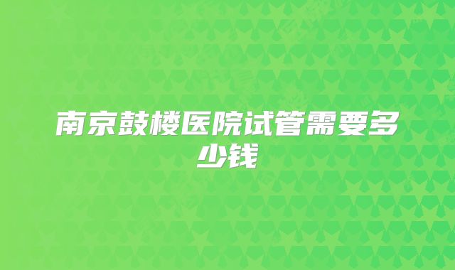 南京鼓楼医院试管需要多少钱