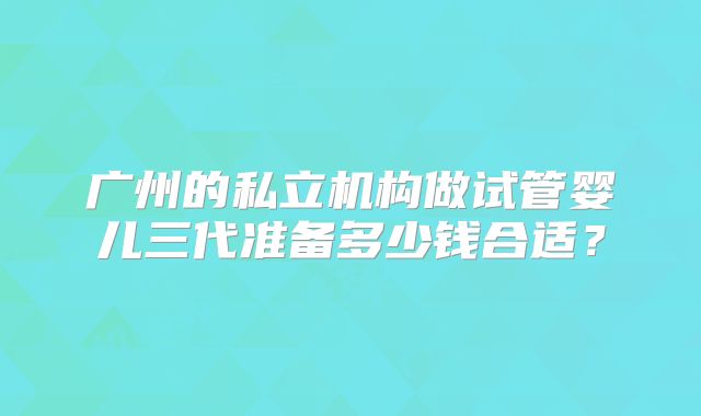 广州的私立机构做试管婴儿三代准备多少钱合适?