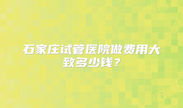 石家庄试管医院做费用大致多少钱?