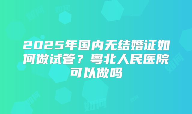 2025年国内无结婚证如何做试管？粤北人民医院可以做吗