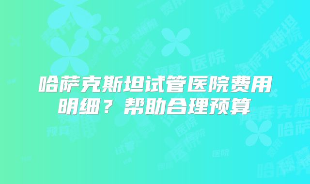哈萨克斯坦试管医院费用明细？帮助合理预算