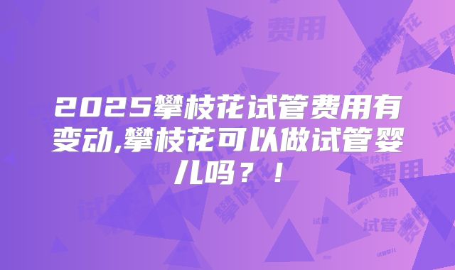2025攀枝花试管费用有变动,攀枝花可以做试管婴儿吗？！