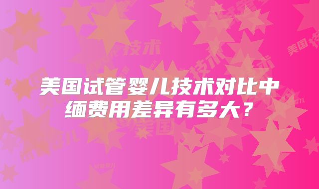 美国试管婴儿技术对比中缅费用差异有多大？