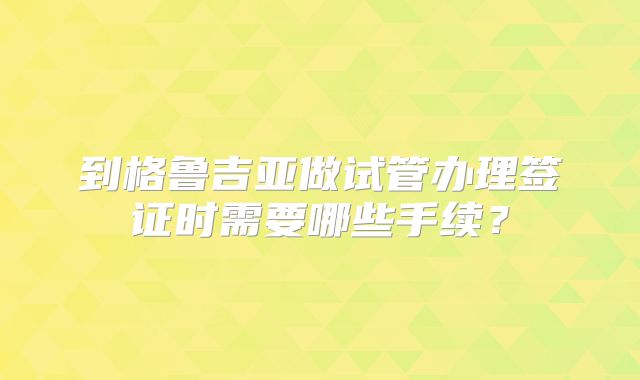 到格鲁吉亚做试管办理签证时需要哪些手续？