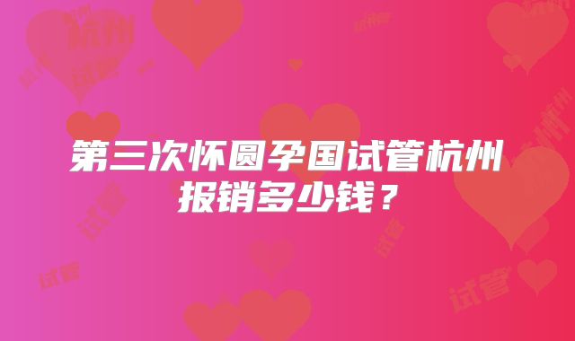 第三次怀圆孕国试管杭州报销多少钱？