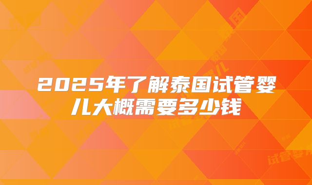 2025年了解泰国试管婴儿大概需要多少钱