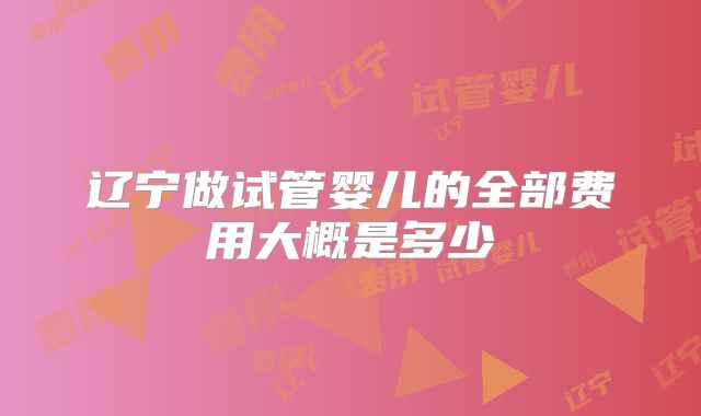 辽宁做试管婴儿的全部费用大概是多少
