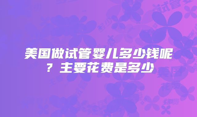 美国做试管婴儿多少钱呢？主要花费是多少