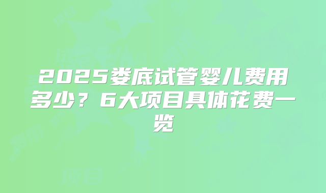 2025娄底试管婴儿费用多少？6大项目具体花费一览