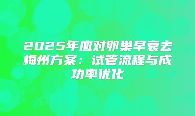 2025年应对卵巢早衰去梅州方案：试管流程与成功率优化