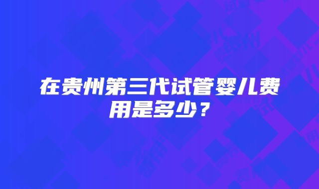 在贵州第三代试管婴儿费用是多少？