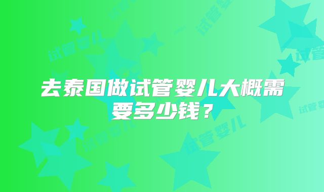 去泰国做试管婴儿大概需要多少钱?